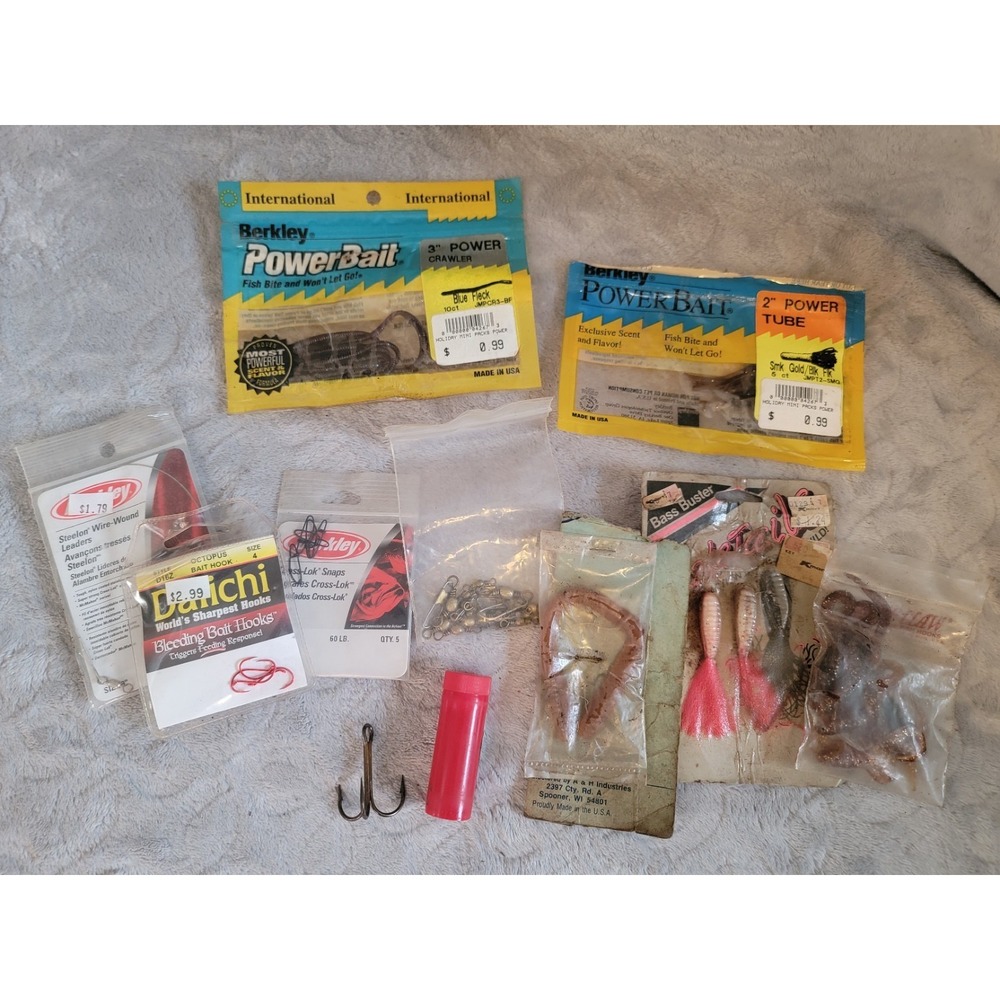 Huge Vintage Fishing Tackle Lot Lures Bobbers Hooks Line Jigs Soft Baits As... - Picture 11 of 11